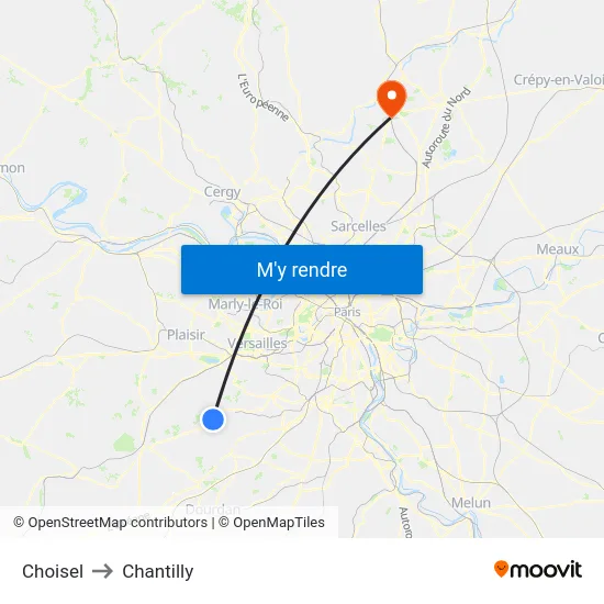 Choisel to Chantilly map