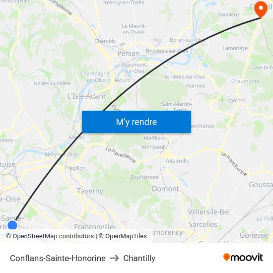 Conflans-Sainte-Honorine to Chantilly map
