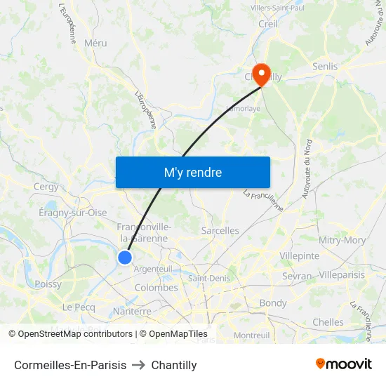 Cormeilles-En-Parisis to Chantilly map