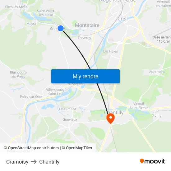 Cramoisy to Chantilly map