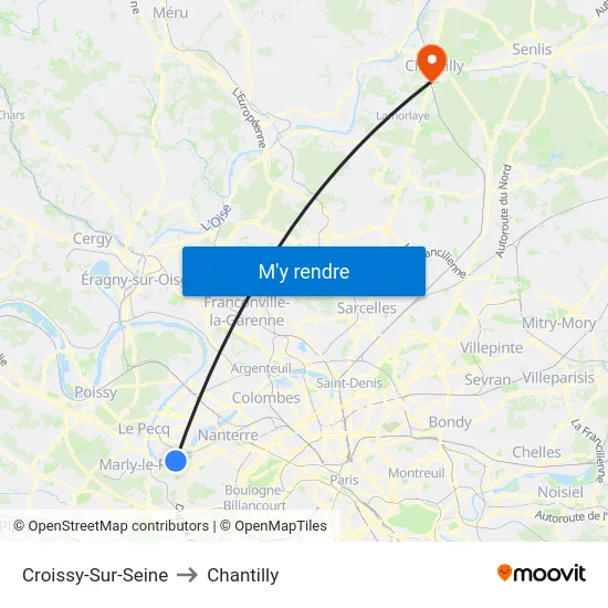 Croissy-Sur-Seine to Chantilly map