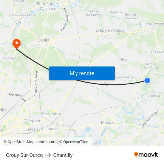 Crouy-Sur-Ourcq to Chantilly map
