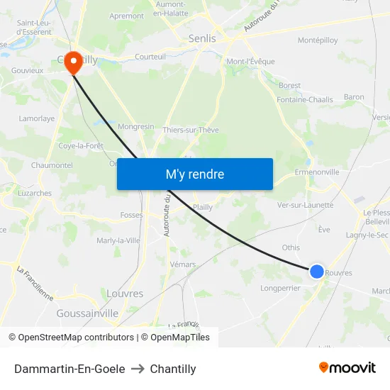Dammartin-En-Goele to Chantilly map