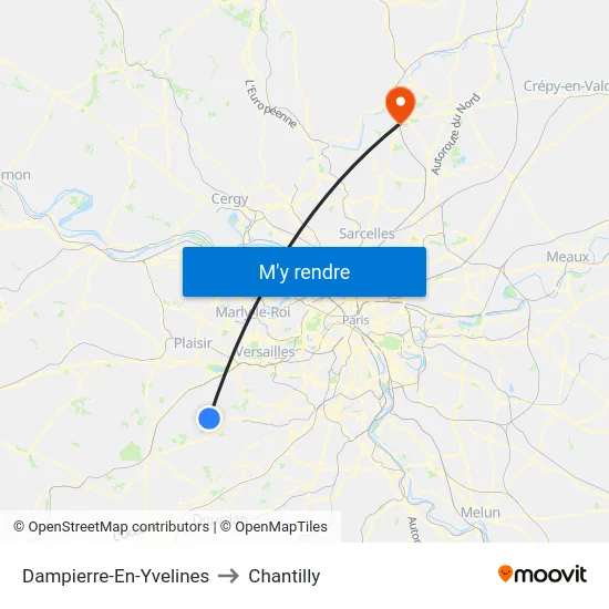 Dampierre-En-Yvelines to Chantilly map