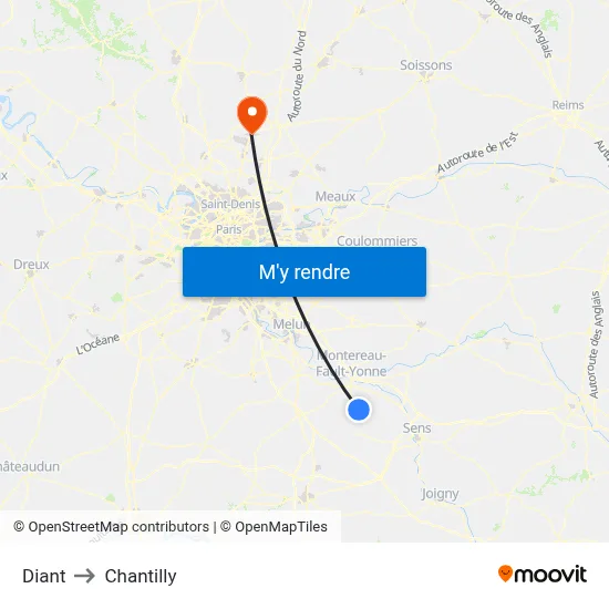 Diant to Chantilly map