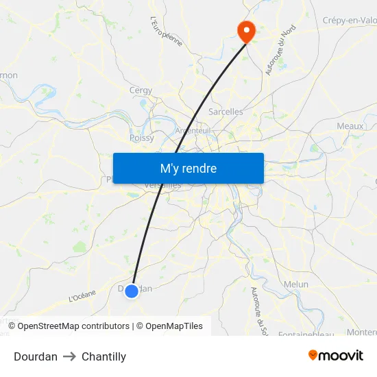 Dourdan to Chantilly map