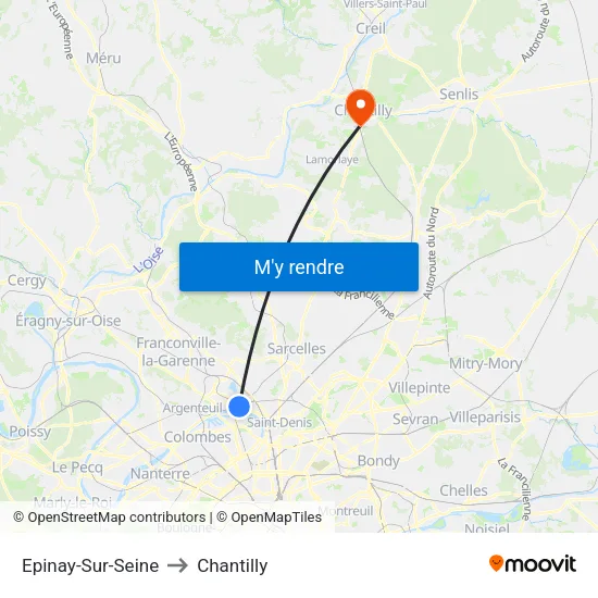 Epinay-Sur-Seine to Chantilly map