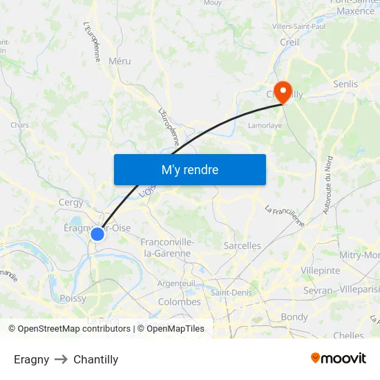 Eragny to Chantilly map