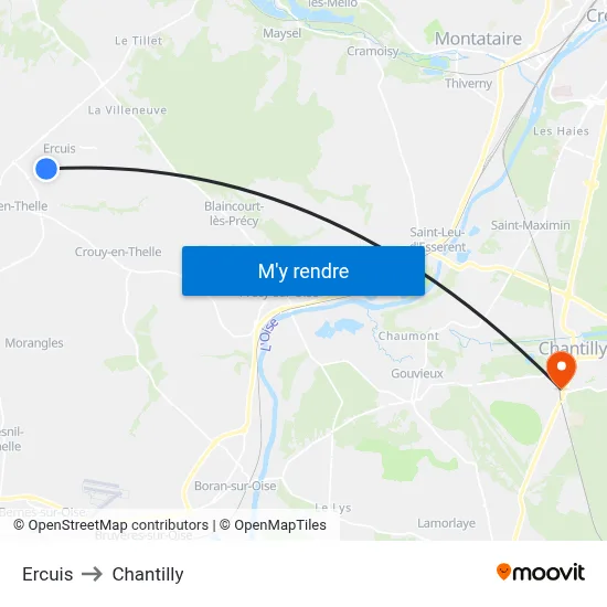 Ercuis to Chantilly map