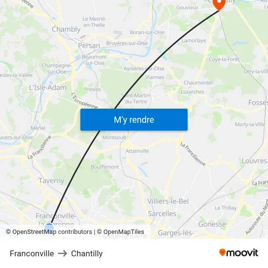 Franconville to Chantilly map