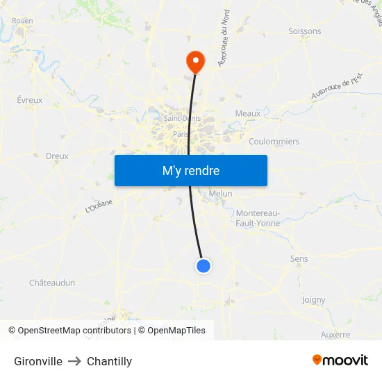 Gironville to Chantilly map