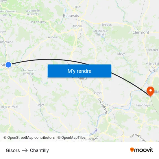 Gisors to Chantilly map