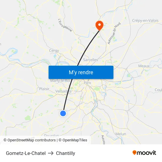 Gometz-Le-Chatel to Chantilly map