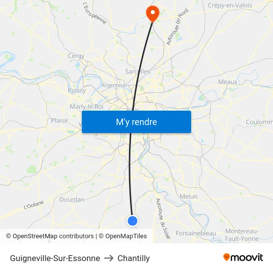 Guigneville-Sur-Essonne to Chantilly map