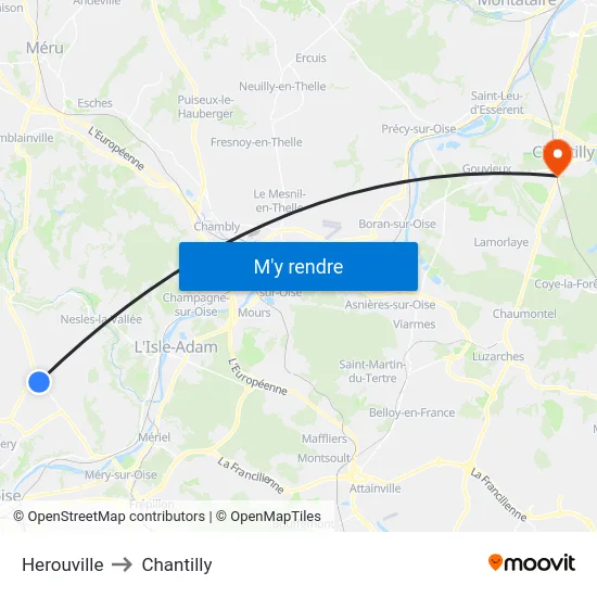 Herouville to Chantilly map