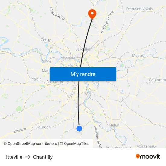Itteville to Chantilly map
