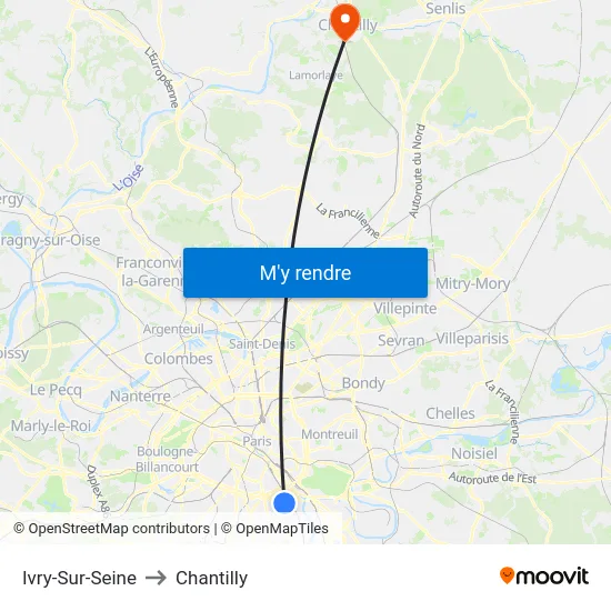 Ivry-Sur-Seine to Chantilly map