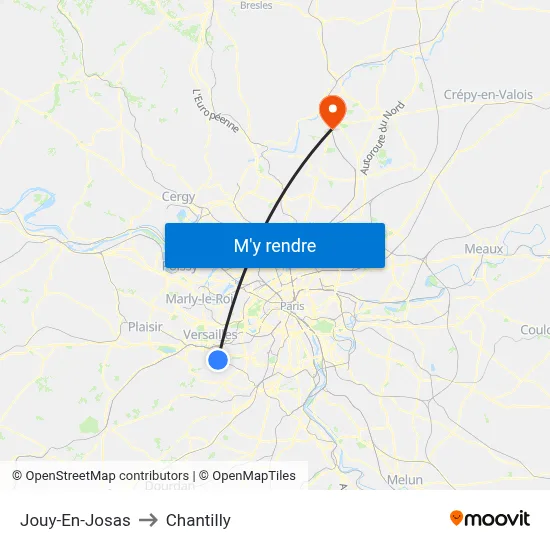 Jouy-En-Josas to Chantilly map