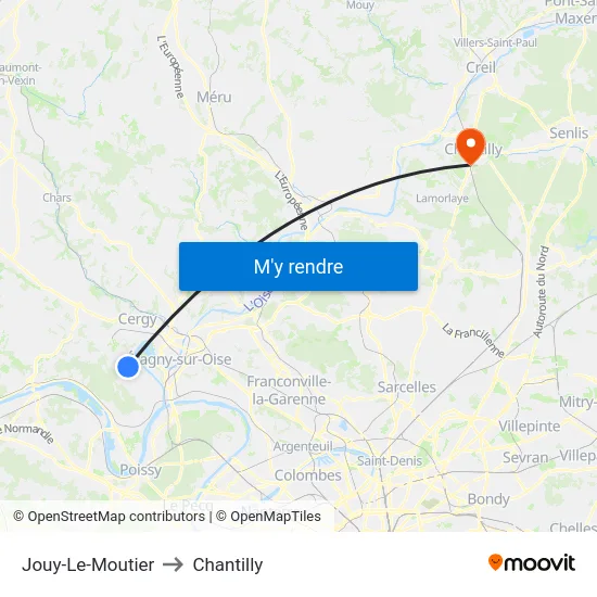 Jouy-Le-Moutier to Chantilly map