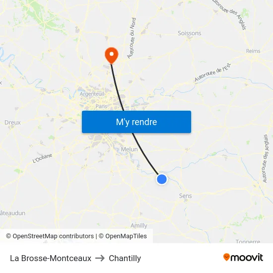 La Brosse-Montceaux to Chantilly map