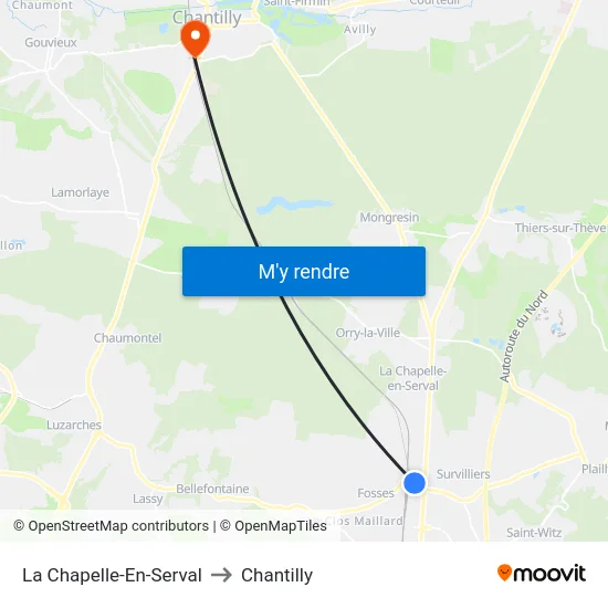 La Chapelle-En-Serval to Chantilly map