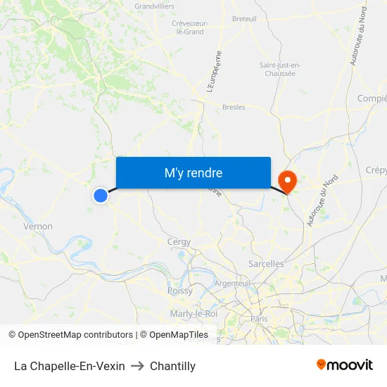 La Chapelle-En-Vexin to Chantilly map