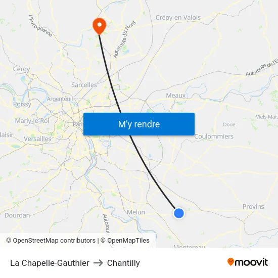 La Chapelle-Gauthier to Chantilly map