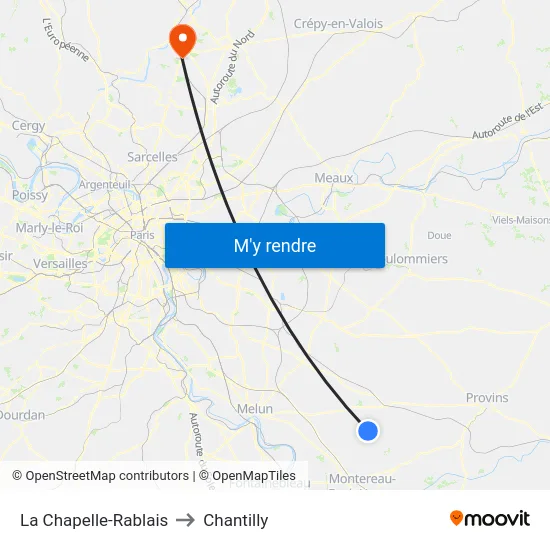La Chapelle-Rablais to Chantilly map