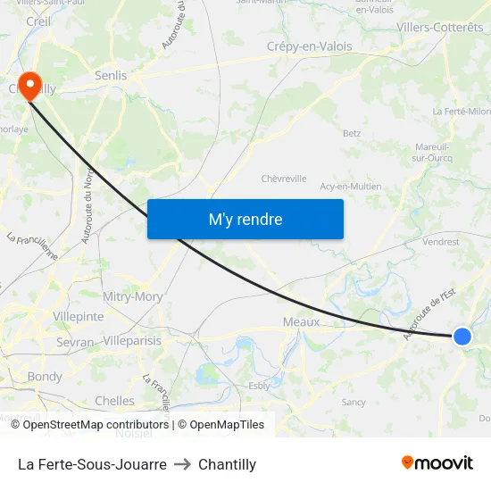 La Ferte-Sous-Jouarre to Chantilly map