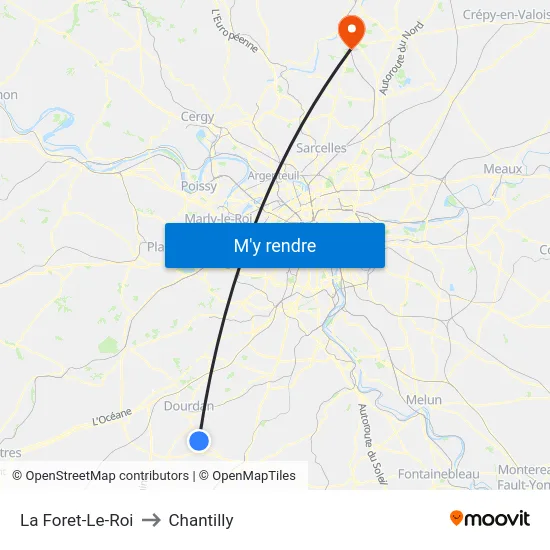 La Foret-Le-Roi to Chantilly map