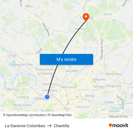 La Garenne-Colombes to Chantilly map