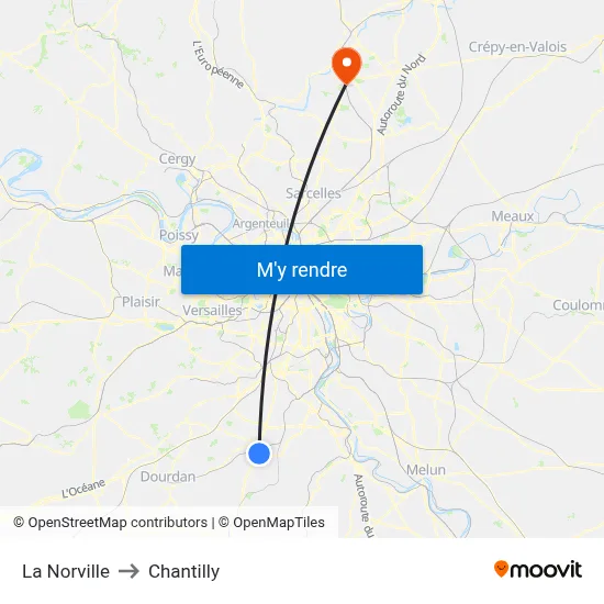 La Norville to Chantilly map