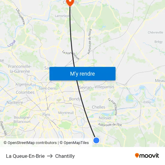 La Queue-En-Brie to Chantilly map