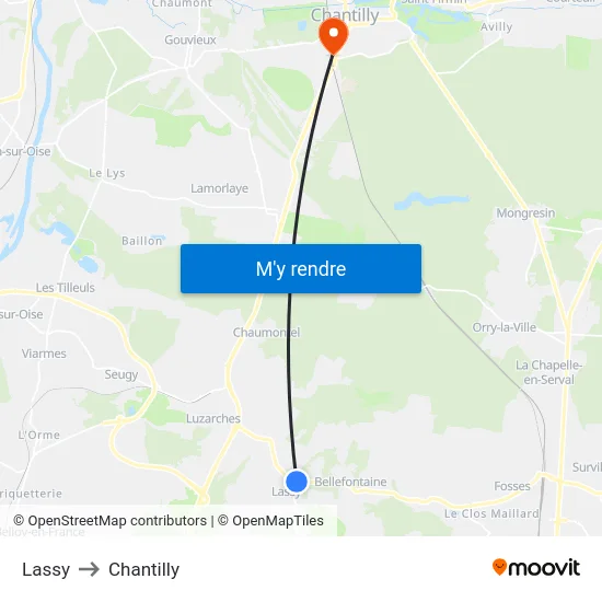 Lassy to Chantilly map