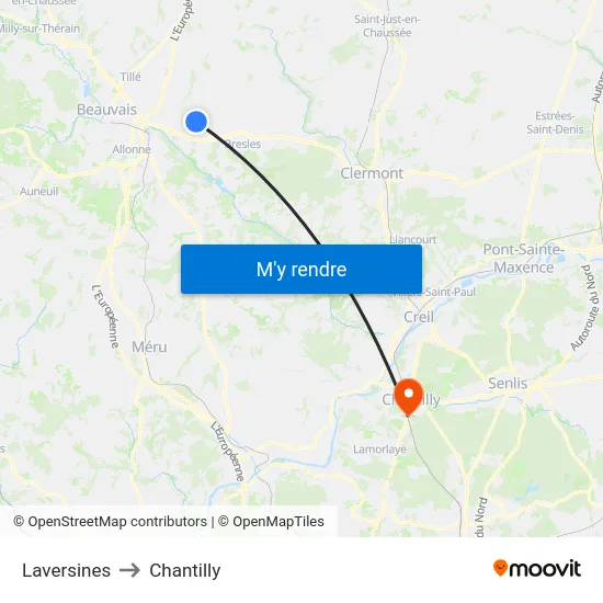 Laversines to Chantilly map