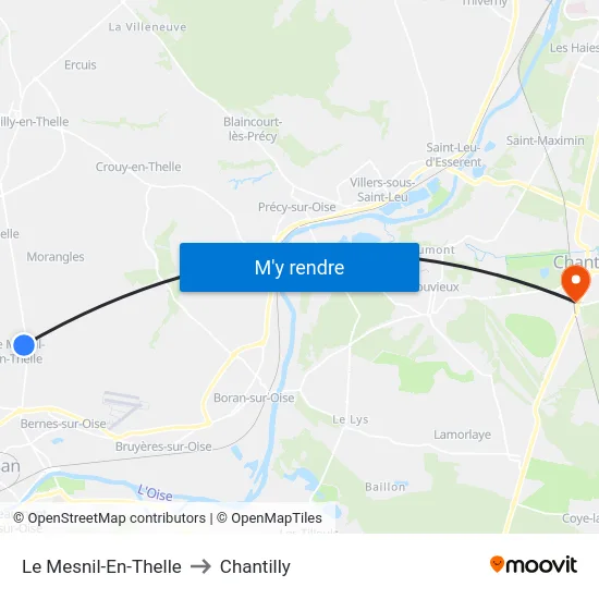 Le Mesnil-En-Thelle to Chantilly map