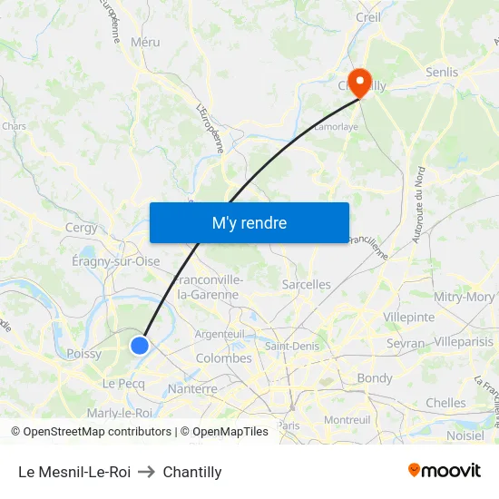 Le Mesnil-Le-Roi to Chantilly map