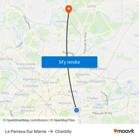 Le Perreux-Sur-Marne to Chantilly map