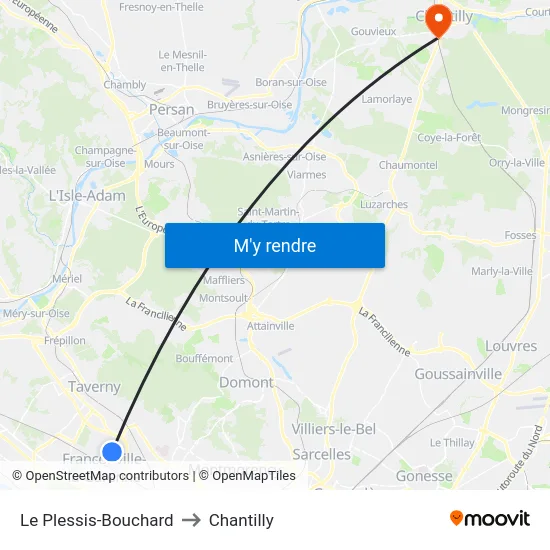 Le Plessis-Bouchard to Chantilly map