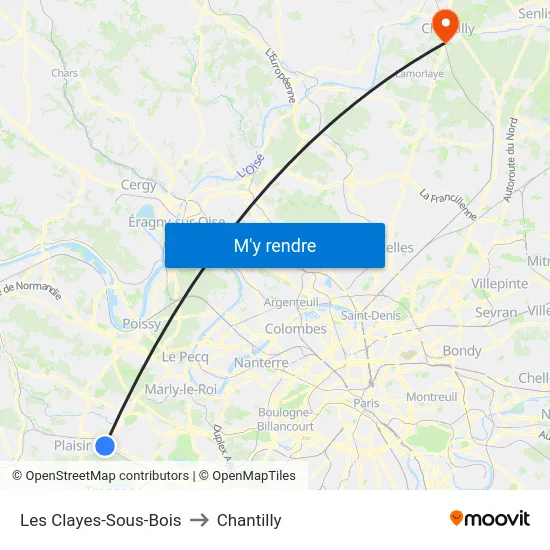Les Clayes-Sous-Bois to Chantilly map