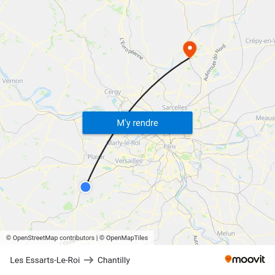 Les Essarts-Le-Roi to Chantilly map