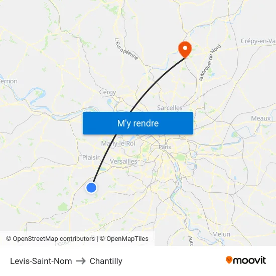 Levis-Saint-Nom to Chantilly map