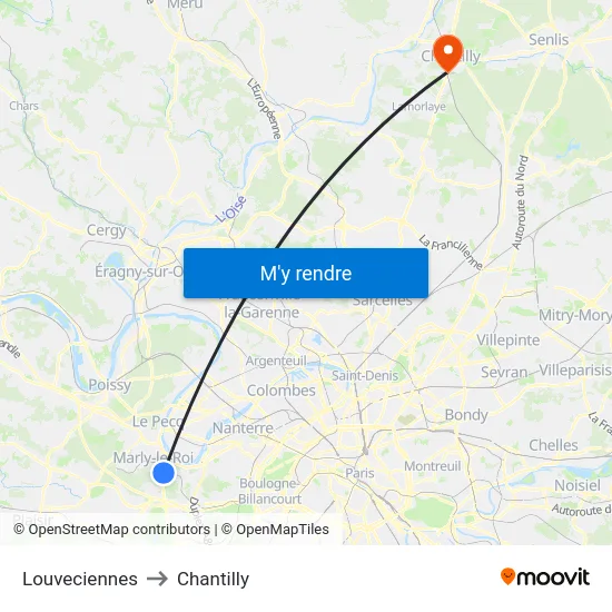 Louveciennes to Chantilly map