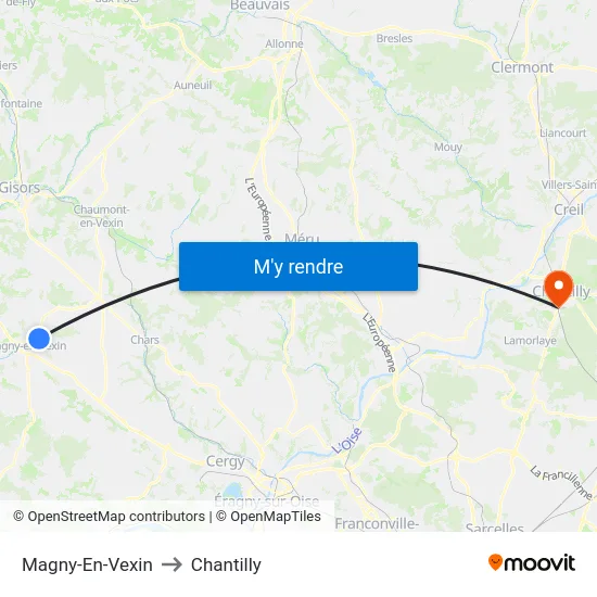 Magny-En-Vexin to Chantilly map
