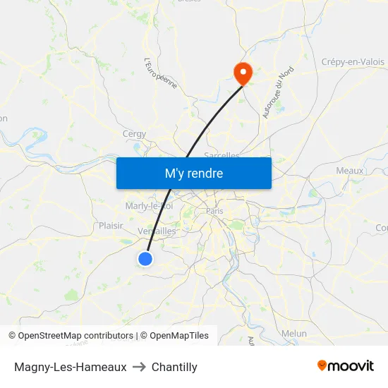 Magny-Les-Hameaux to Chantilly map