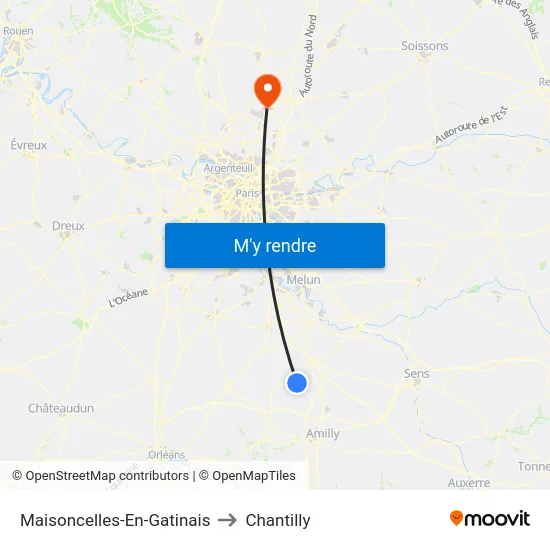 Maisoncelles-En-Gatinais to Chantilly map