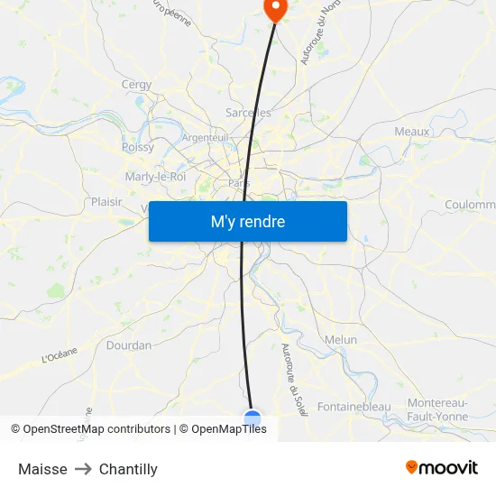 Maisse to Chantilly map