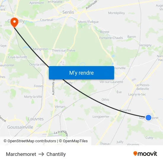 Marchemoret to Chantilly map