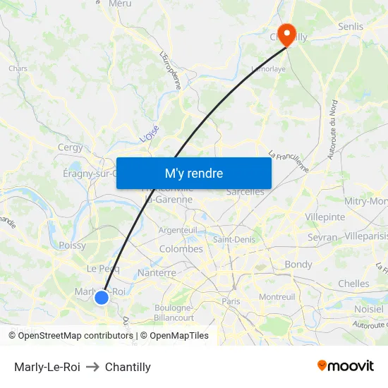 Marly-Le-Roi to Chantilly map