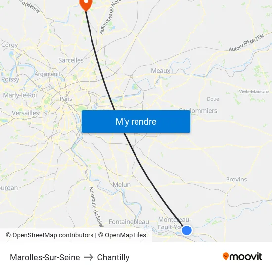 Marolles-Sur-Seine to Chantilly map